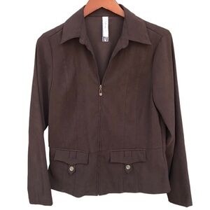 LA Blues 3/4 Zip Soft Suede Feel Brown Blazer Jacket‎